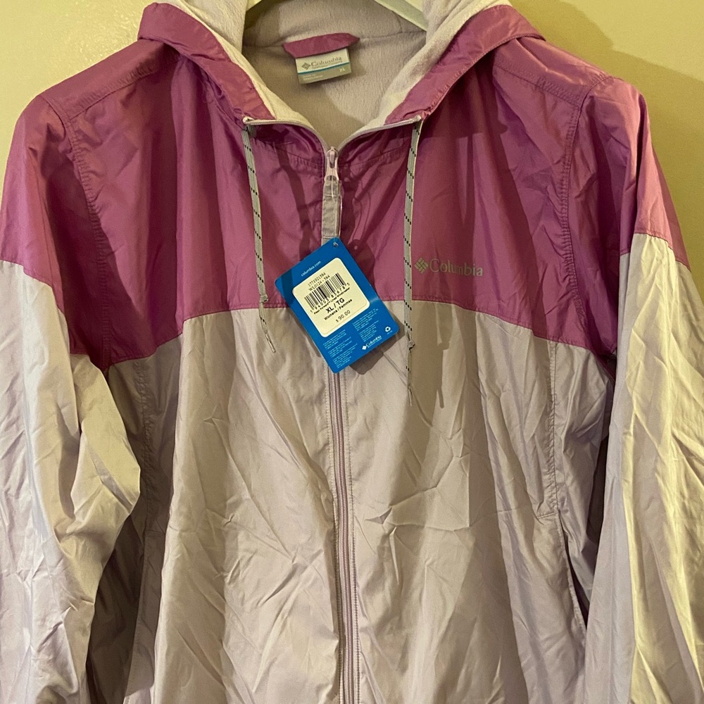 Columbia Women's Two-Toned Pink and Lavender Lined Windbreaker Jacket